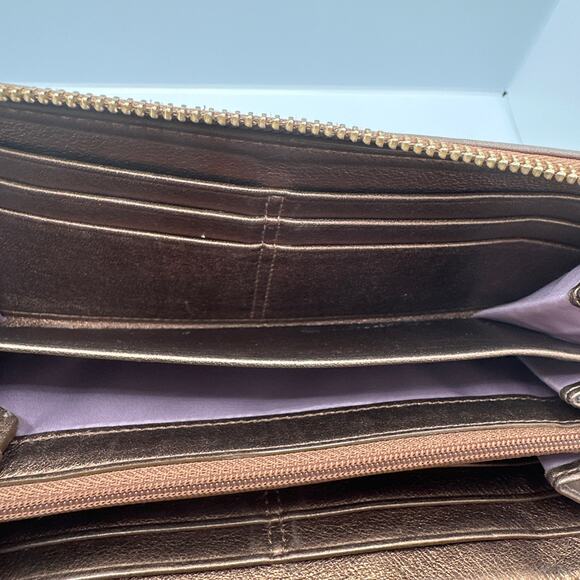 COACH Bronze Zip Around Buckle Wallet - Picture 7 of 10